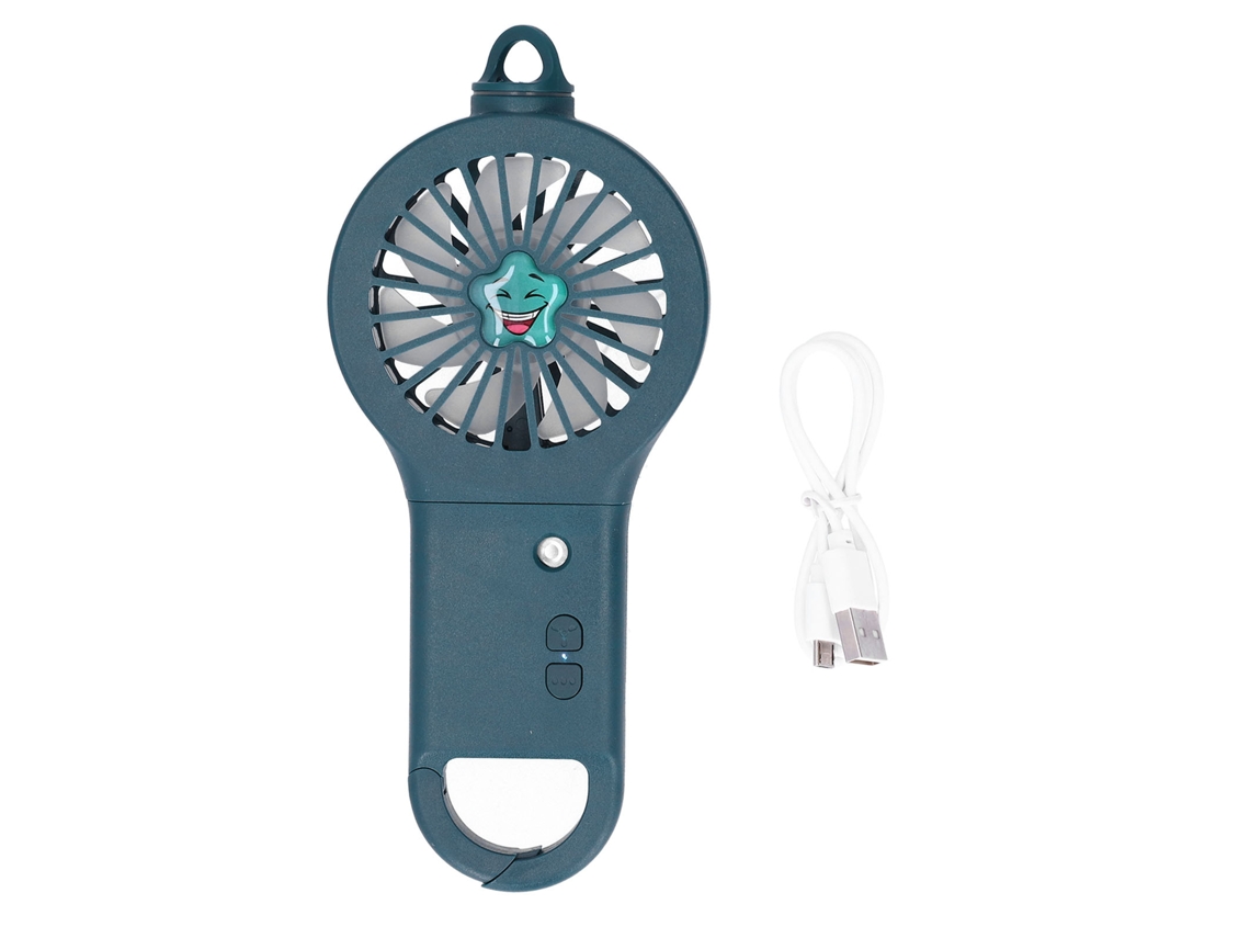Ventilador portátil multifuncional e charmoso com névoa, na cor verde.