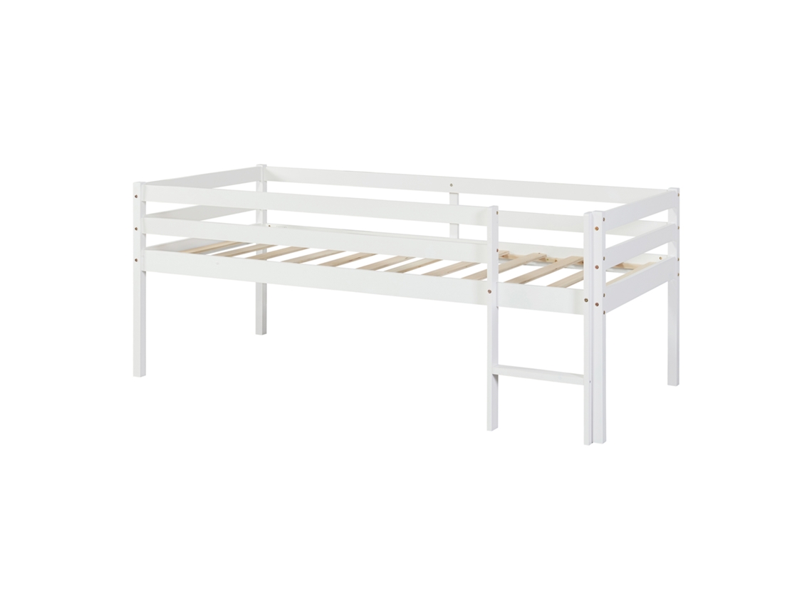 Cama Alta para Crianças Siikalatva em Madeira de Pinho 90 X 200 Cm Branco [EN.CASA]