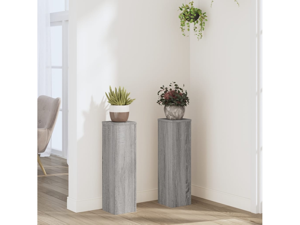 Vidaxl Suportes P/ Plantas 2 Pcs 17x17x60 Cm Derivados De Madeira