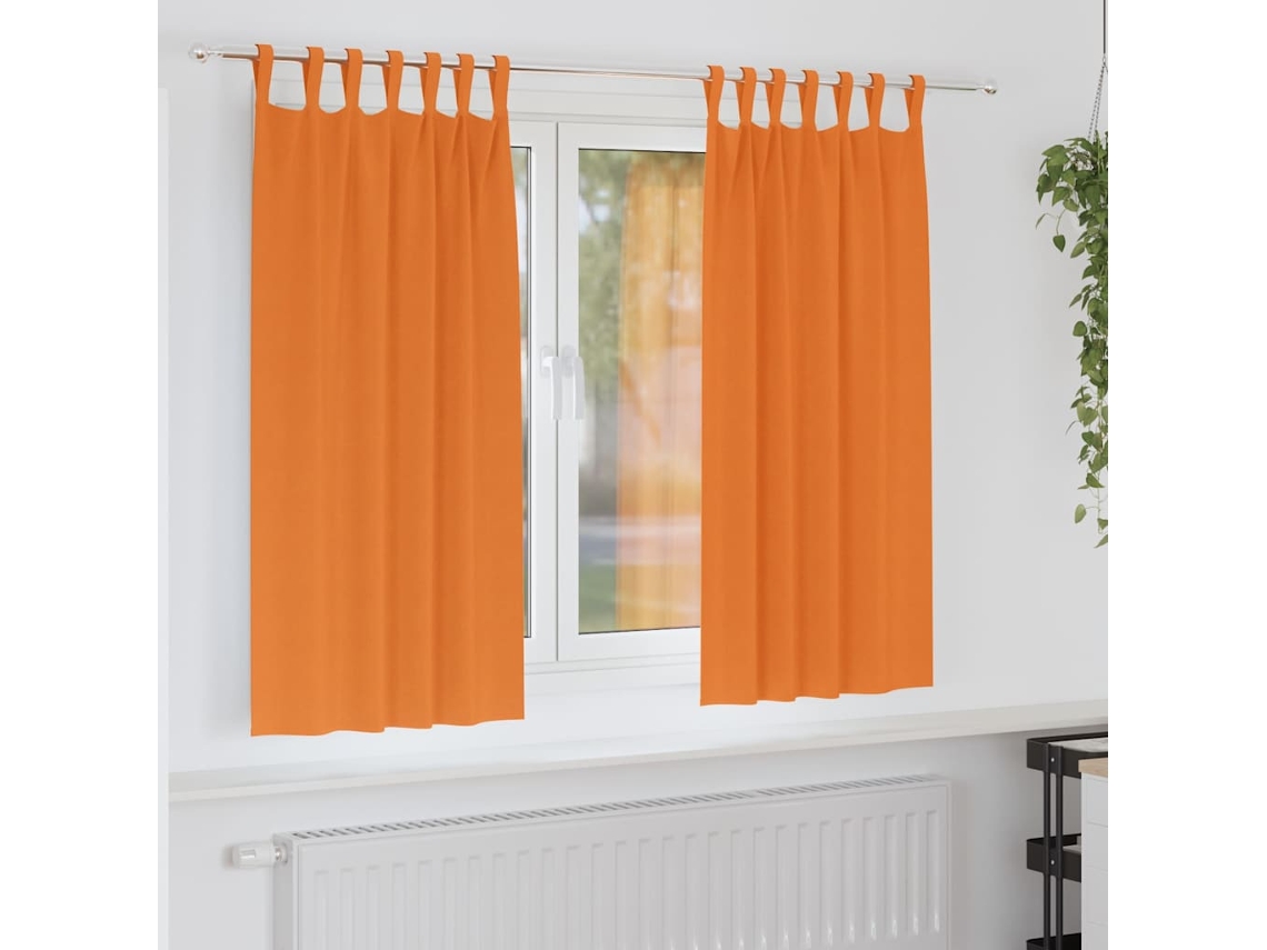 Vidaxl Cortinas Blackout Com Argolas 2 Pcs Laranja Brilhante