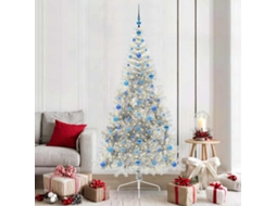 Vidaxl Árvore De Natal Artificial Pré-iluminada Prateado 210 Cm Pet