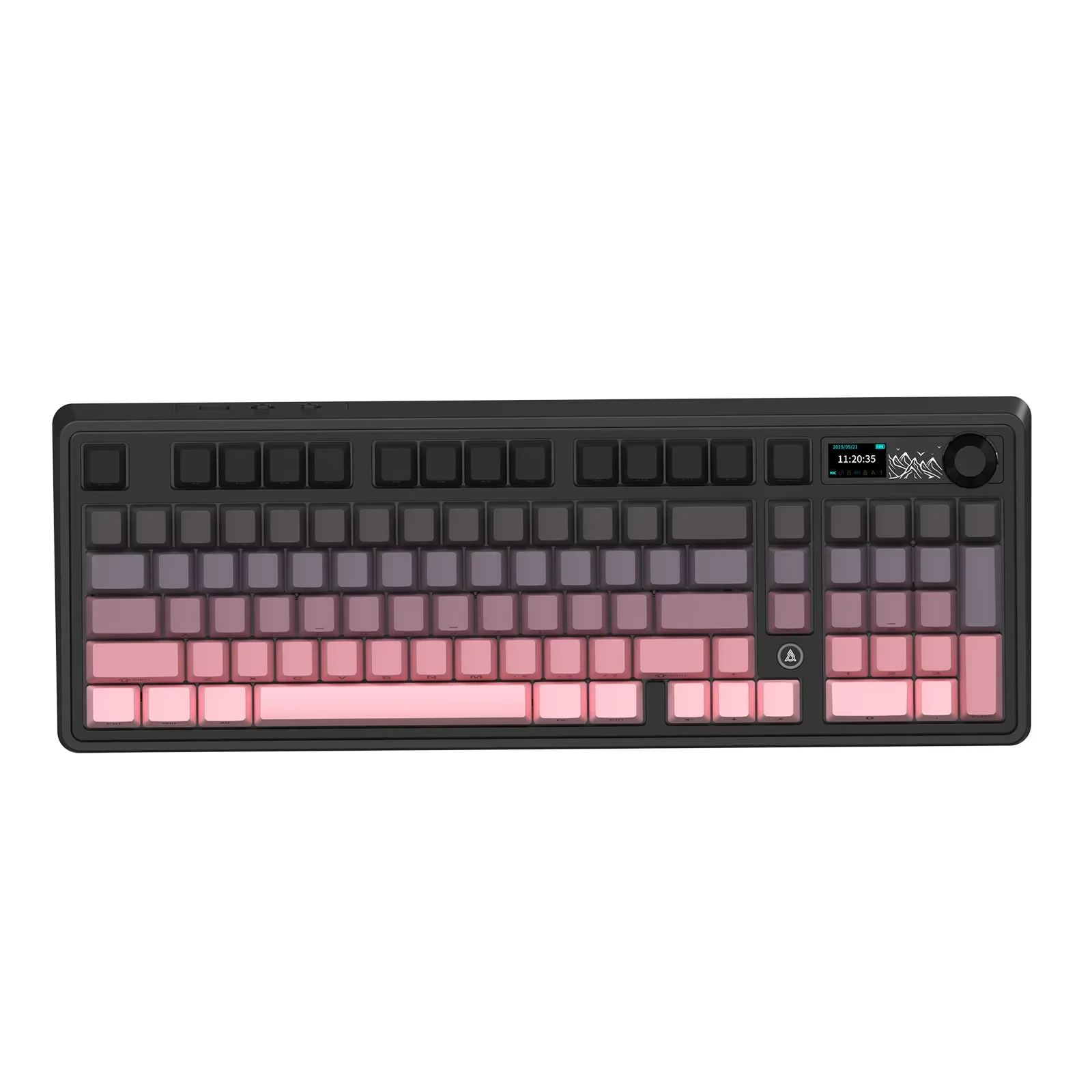 Teclado Mecânico Ak980 V2 Tri mode MDUG com layout de 98%, tela TFT de 1,14 polegadas, hot swappable (rosa, impressão lateral)