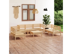 Vidaxl 8 Pcs Conjunto Lounge De Jardim Pinho Maciço