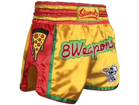 Calções de Homem para Boxe 8 WEAPONS Tailandeses Muay Pizza Amarelo (XL)
