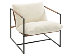 Poltrona Estofada em Tecido Bouclé Assento Amplo Estrutura de Aço 77x91x80 cm Cor Creme S/MARCA