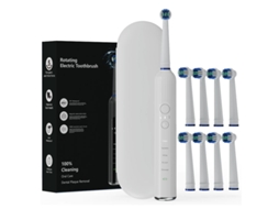 Escova de Dentes Elétrica Adulto, Sônica com 8 Cabeças, Ipx7 À Prova D’água, Recarregável por Usb. Branco CZHHMART