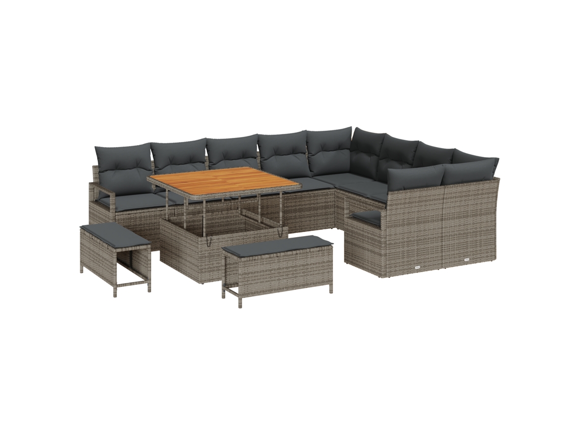 Conjunto 12 Conjunto De Sofá De Jardim Vidaxl Cinzento Vime Pe (100 X 100 X 71 Cm)