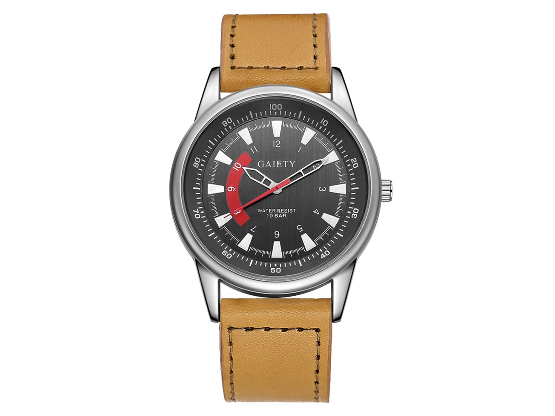 Relógio de pulso analógico Gaiety com pulseira de PU bege