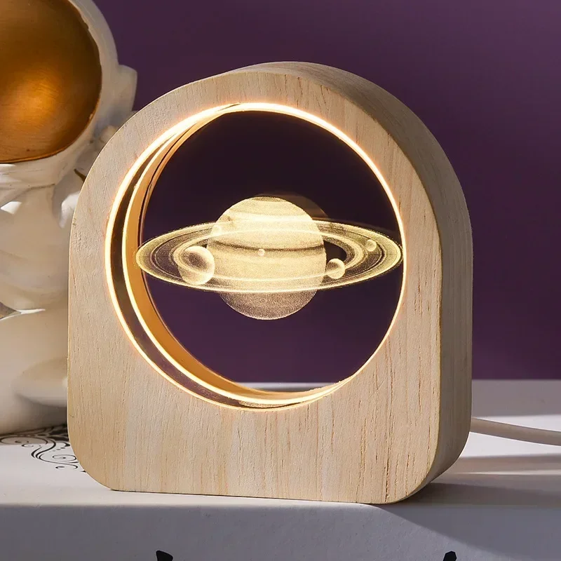 Ornamento de Mesa em Cristal Astronômico com Gravação a Laser 3d do Sistema Solar MDUG (saturno)