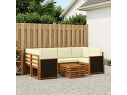 Vidaxl Conjunto De Sofás Para Exterior 7 Pcs Natural E Creme