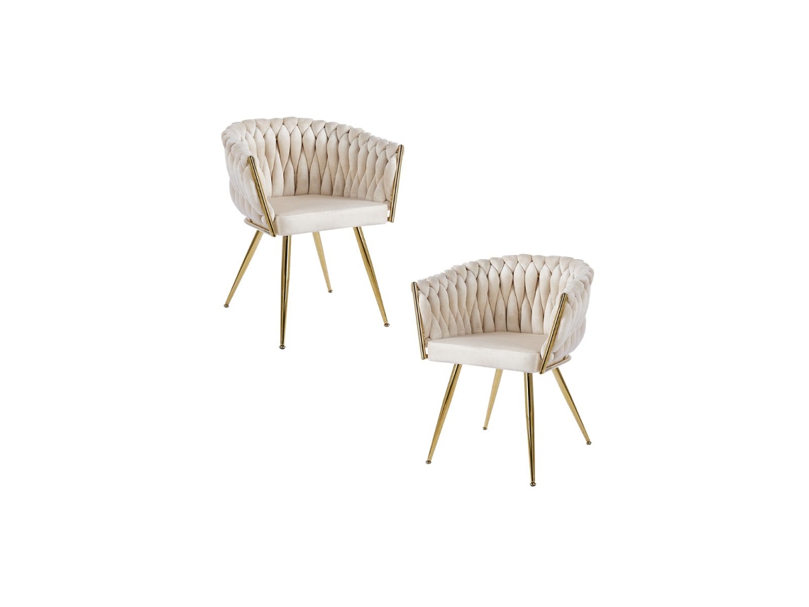 Pack 2 Cadeiras Widny Golden Veludo - Beige