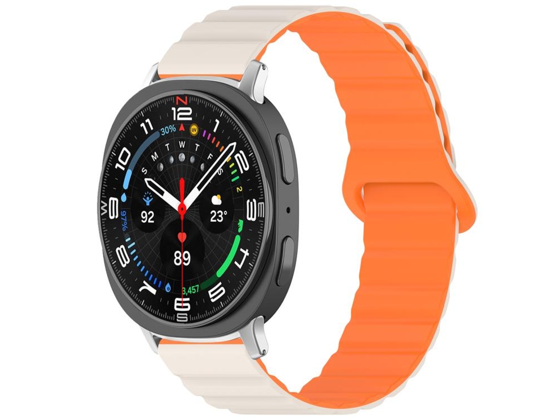 Bracelete para Samsung Galaxy Watch 8 / 8 Classic Silicone Brilhante Magnético Loop Laranja Estrela XIAOMOYU