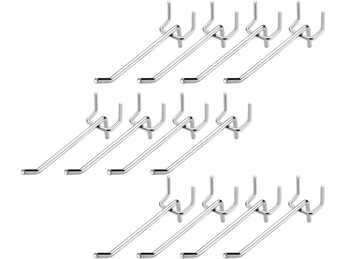 Conjunto De 20 Suportes Prateados, 10 Cm, 55 Cm, Painéis Perfurados