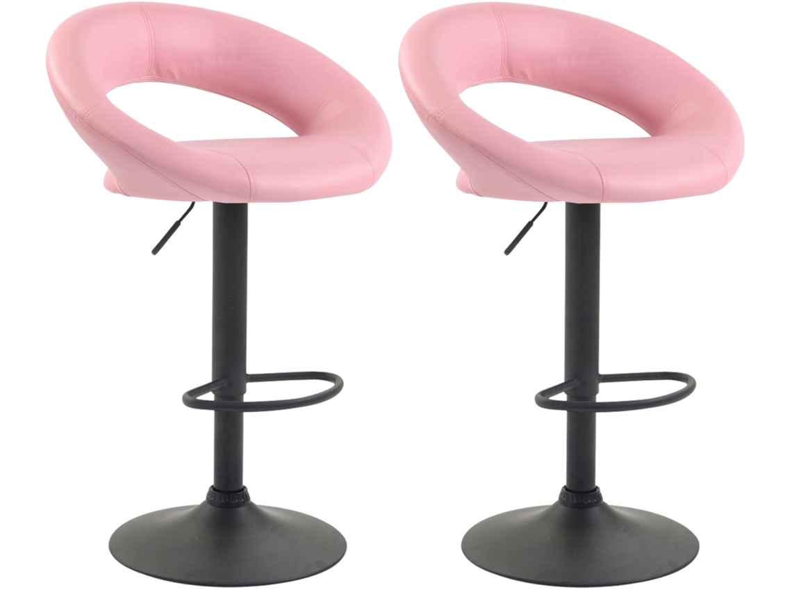 Conjunto de 2 bancos de bar Olinda em imitação de pele rosa/preto CLP