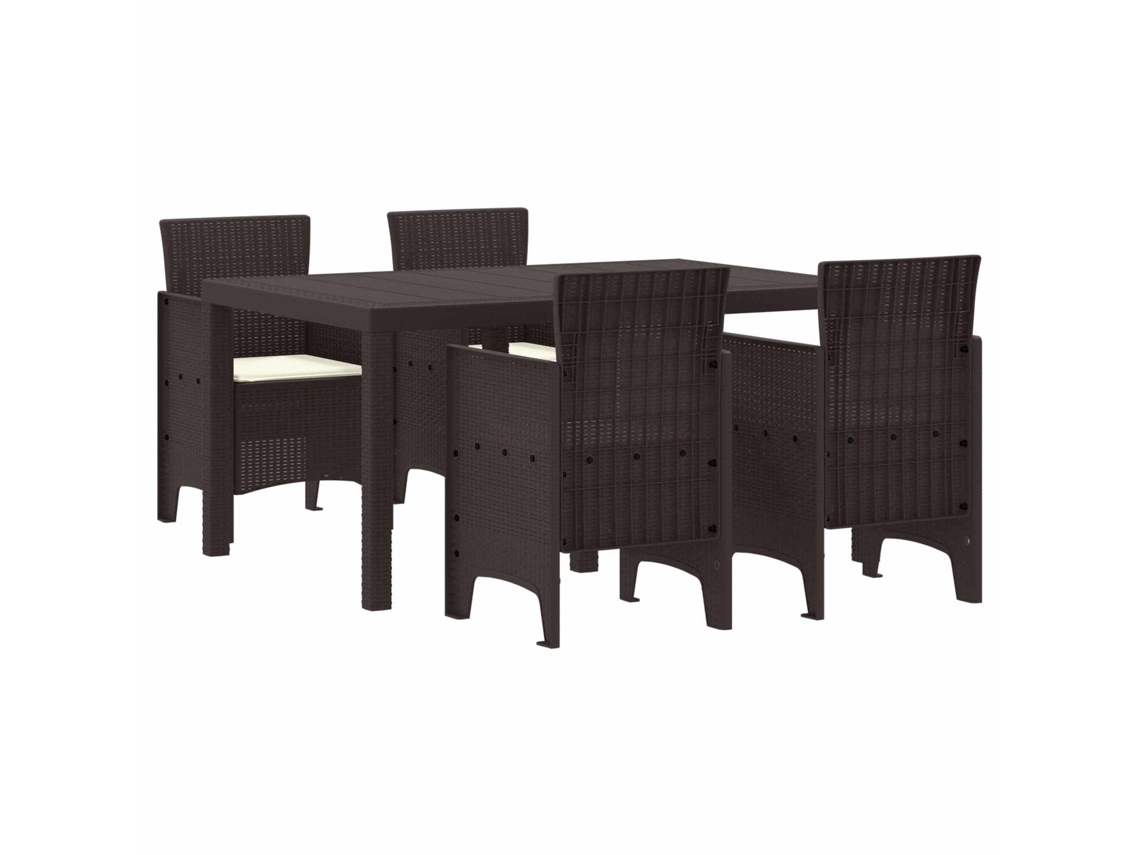 Vidaxl Conjunto De Jantar Para Jardim 5 Unid. Castanho Rattan Polt