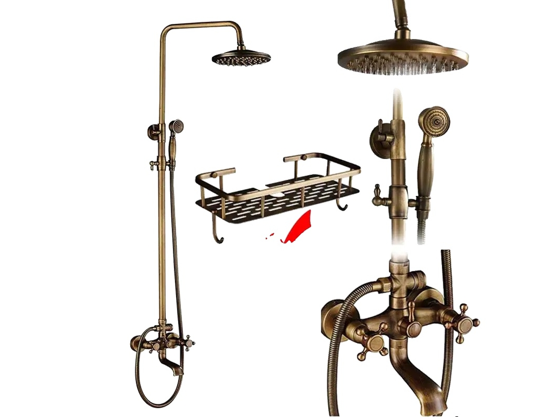 Conjunto De Chuveiro Clássico Para Banheiro, Controle De Dois Manípulos, Tamanho De 8 Polegadas,latão Antigo D1 Oem