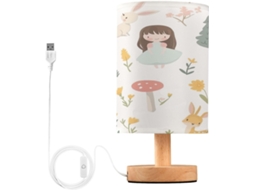 Luminária De Cabeceira Led Pequena Skyshu Em Formato Animal Desenho Animado, Luminária De Cabeceira Usb Com Base Madeira