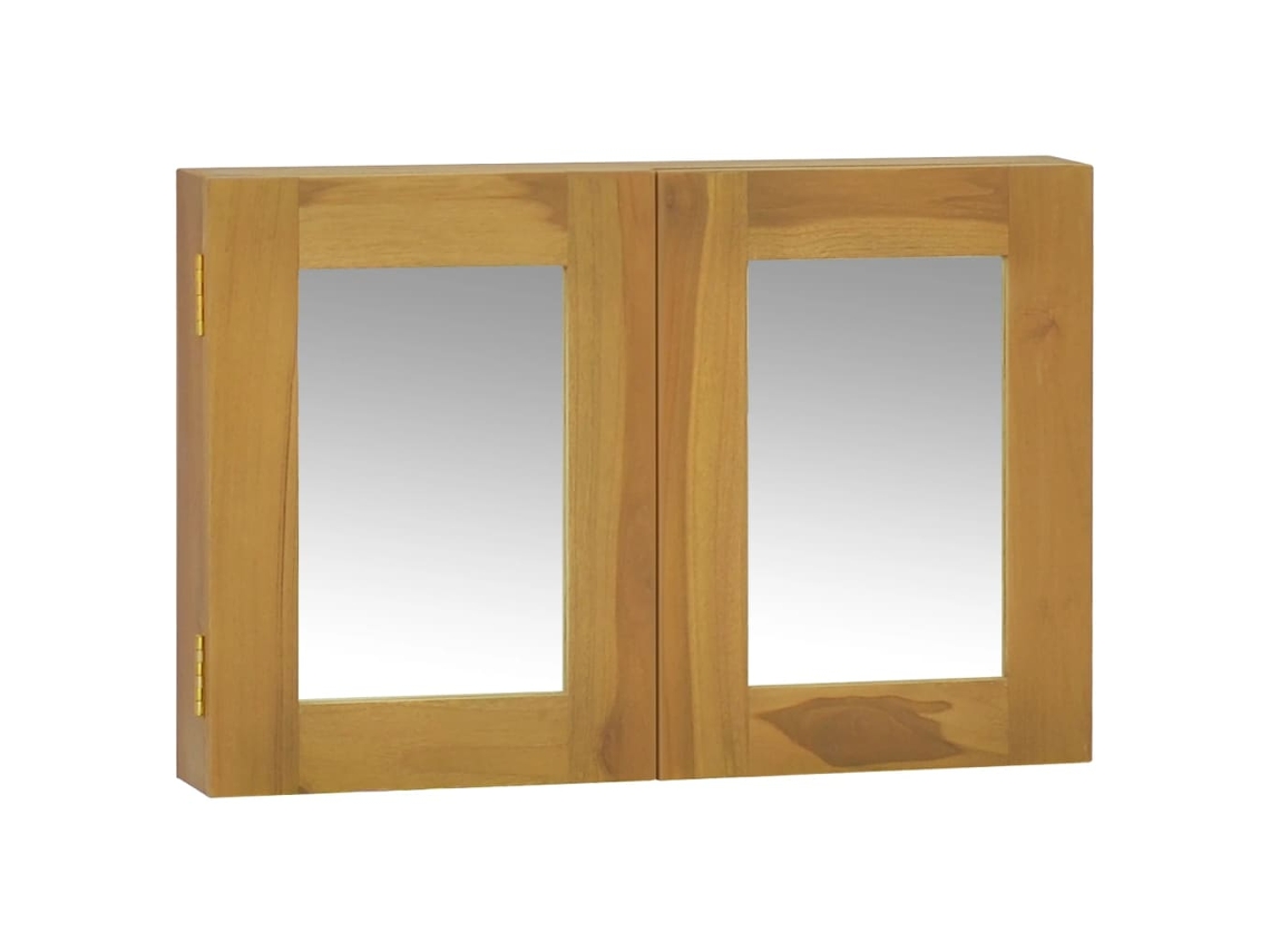 Vidaxl Armário Com Espelho 60x10x40 Cm Madeira De Teca Maciça