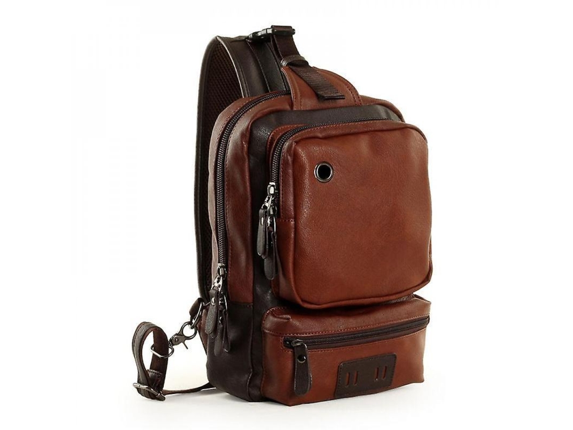 2026-mochila De Couro De Alta Qualidade Para Homens, Cor Sólida, Design Casual Com Zíper, Ventilada E Detalhes De Costura Automotiva Marrón