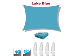 Toldo Vela De Sombra Impermeável E Proteção Uv Com Cordas Para Jardim E Pátio,azul/4x4m Gertiz
