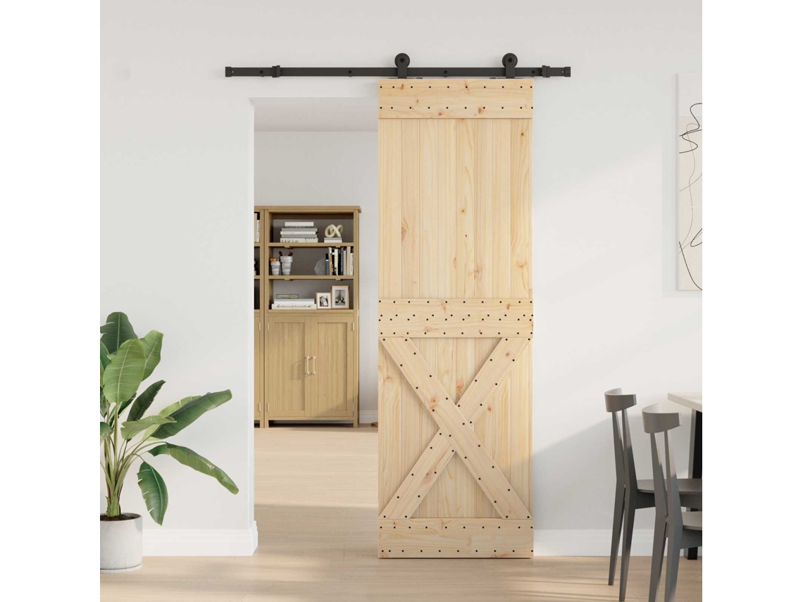 Vidaxl Porta Deslizante Narvik Natural E Preto 70 X 210 Cm (152,5 Cm)