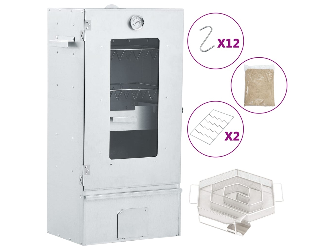 Vidaxl Defumador P/ Churrasqueira C/ Gerador Fumo Frio Aço Galvanizado