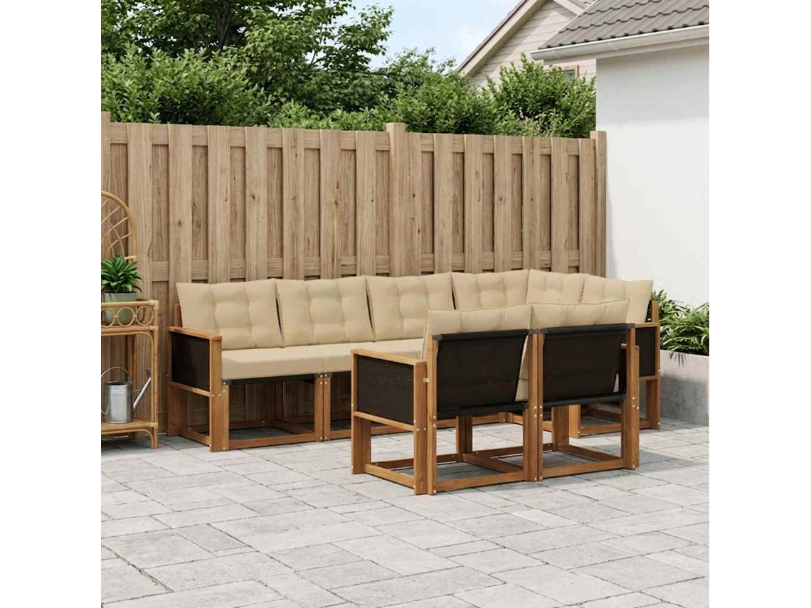 Vidaxl Conjunto De Sofás Para Exterior 7 Pcs Natural E Bege