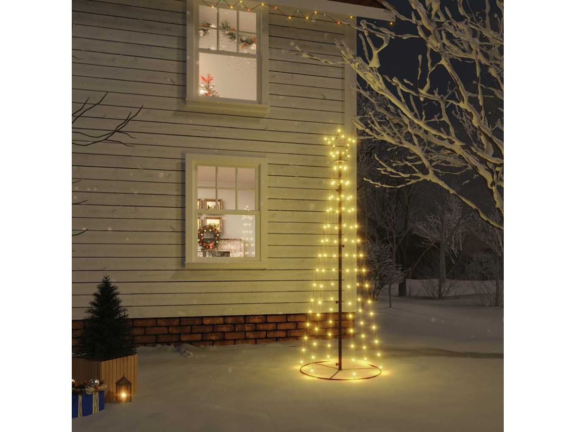 Vidaxl Árvore De Natal Em Cone 108 Luzes Led 70x180 Cm Branco Quente