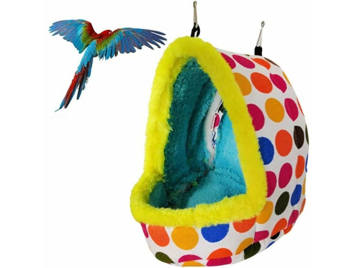 Casinha de Pássaros Suspensa, Ninho Quente de Inverno para Papagaios, Cama Macia e Aconchegante, Brinquedo Tipo Rede AQUAFORGE