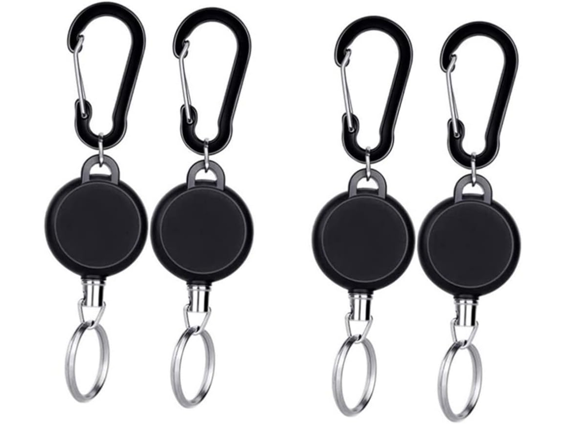 Chaveiro Mosquetão Multifuncional Retrátil De 4 Peças Em Abs, Durável E Altamente Elástico, Para Mochilas E Garrafas. Chaveiro Mosquetã Gokoco