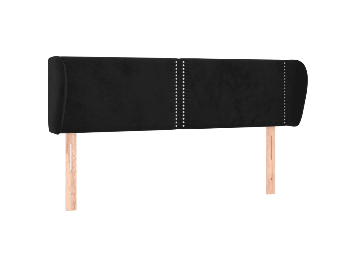 Cabeceira de Cama C/ Abas Veludo Preto MAISON EXCLUSIVE (147x23x78 cm)