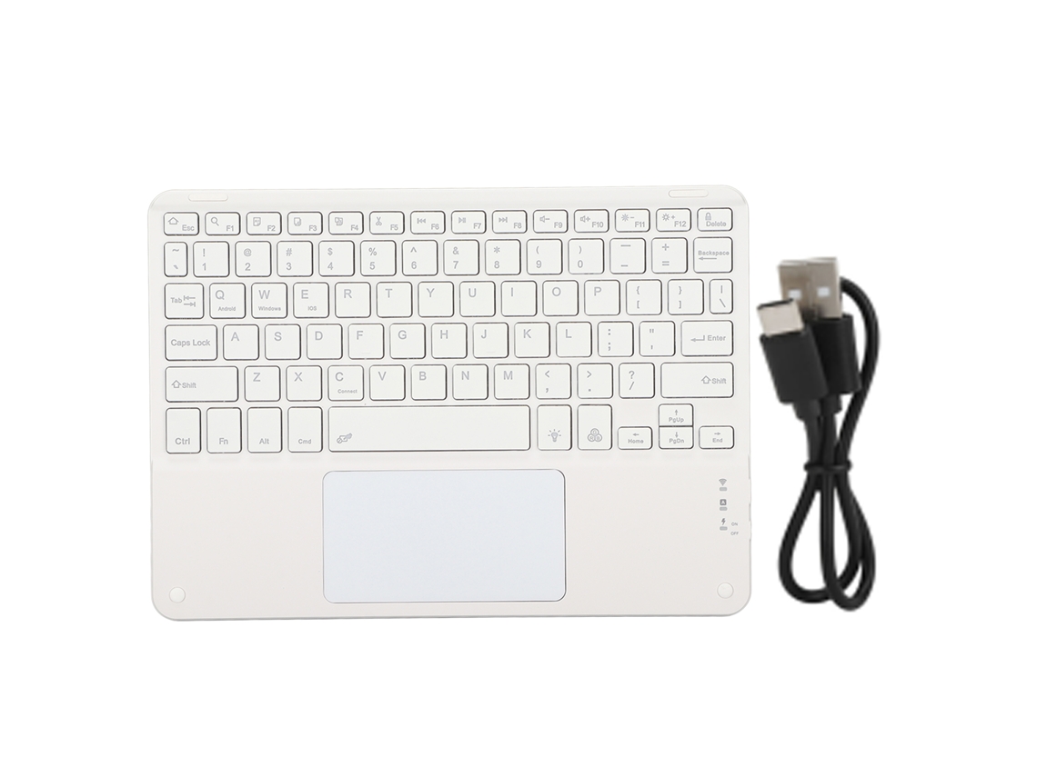Teclado Sem Fio Com Touchpad Ultra Fino 10 Polegadas Backlight Rgb Para Home Office Branco