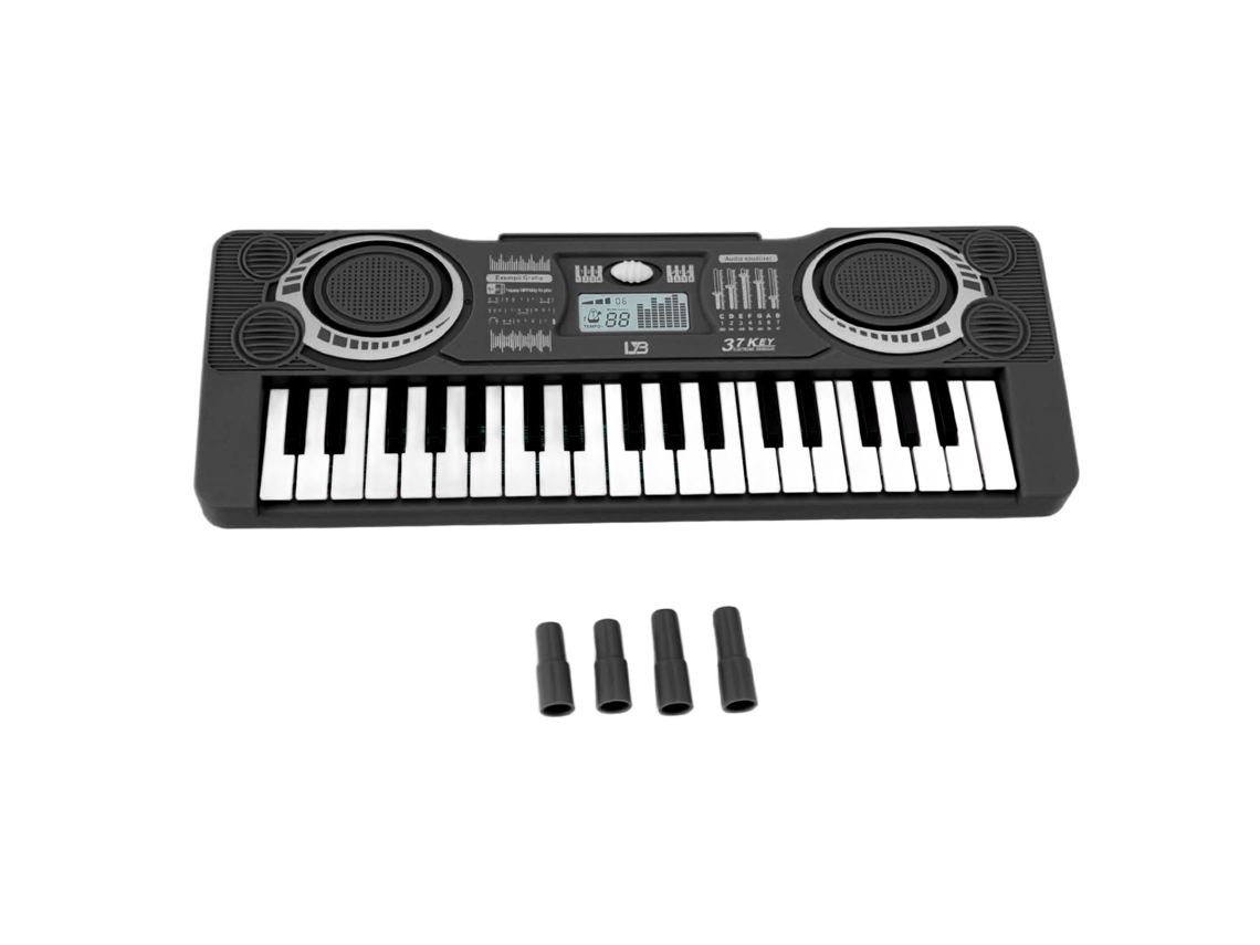 Mali brinquedo Piano Teclado Infantil 37 Teclas Educativo Musical Instrumento Preto