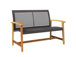Banco de jardim VIDAXL Preto rattan poli (112x64x80 cm)