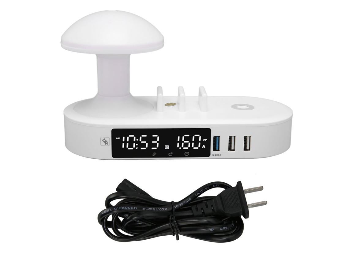 Reloj de noche con luz cargador USB lámpara de mesa táctil 100-240V