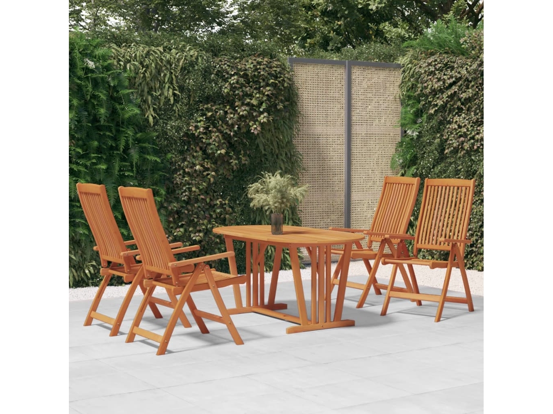 Cadeiras De Jardim Dobráveis 4 Pcs Eucalipto Maciço Dkd Home Decor