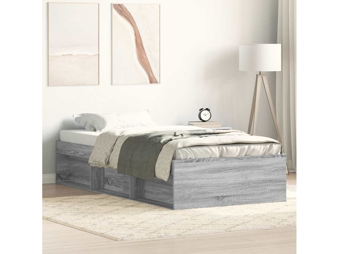 Vidaxl Estrutura De Cama Solteiro 75x190 Cm Cinzento Sonoma