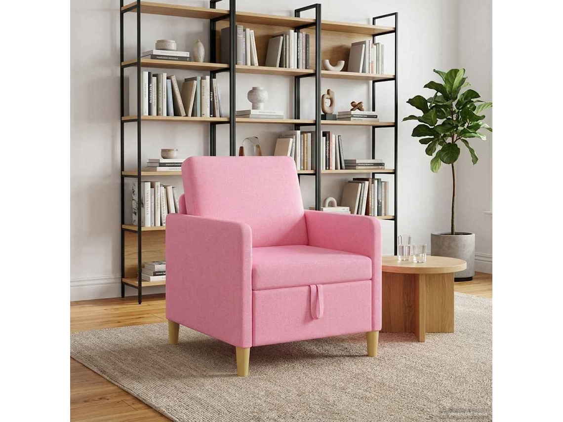 Vidaxl Sofa Com Armazenamento Rosa 72 X 78 X 87 Cm Poliéster