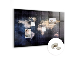 Quadro Magnético Mapa Mundi Abstrato Para O Escritório Espelharte (90x60 Cm)