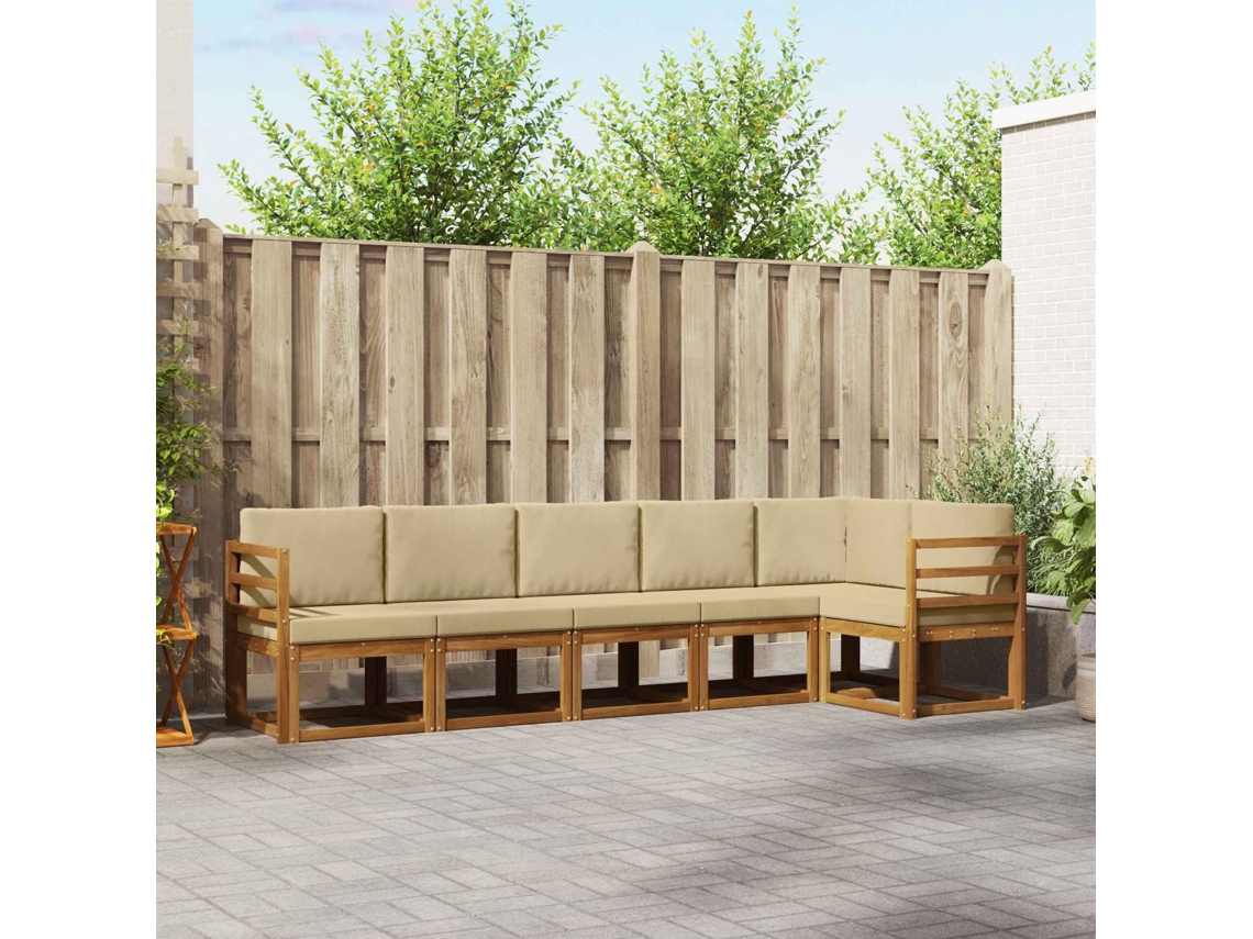 Vidaxl Conjunto De Sofás Para Exterior 6 Unid. Natural E Bege