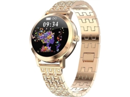 Relógio inteligente feminino Bestvite com Bluetooth, música, pulseira de aço, rastreador de condicionamento físico, saúde, sono, dourado