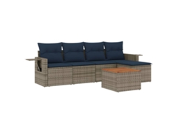 Conjunto de Sofá de Jardim, 6 Peças, Almofadas, Rattan Cinza MAISON EXCLUSIVE
