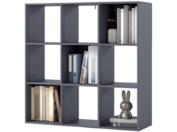 Estante de Arrumação com 3 Prateleiras e 9 Compartimentos, Sala, Quarto 91x29,5x91cm Cinza ORBITRA COMMERCE