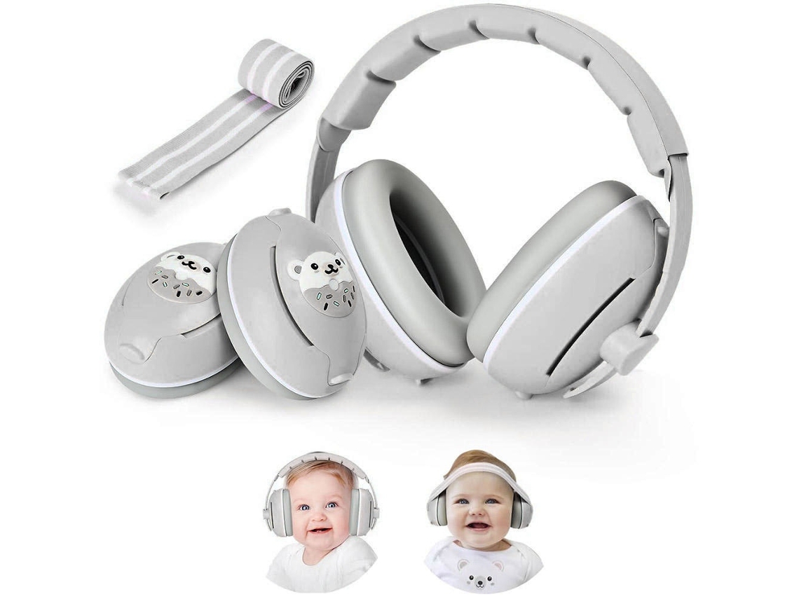 Protetor Auricular Tipo Concha, Ajustáveis Com Design 2 Em 1 - Cinza Elysve