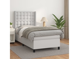 Vidaxl Cama Com Molas/colchão 80x200 Cm Couro Artificial Branco