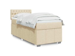 Vidaxl Cama Com Molas/colchão 100x200 Cm Tecido Cor Creme