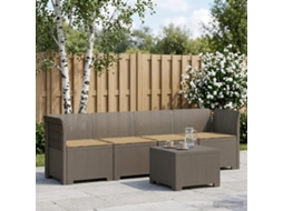 Vidaxl Sofá De Jardim 4 Lugares Com Almofadas Look Rattan Pp