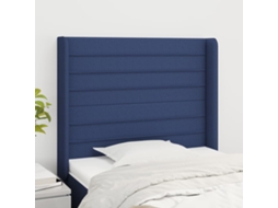 Vidaxl Cabeceira De Cama C/ Abas Tecido 93x16x118/128 Cm Azul