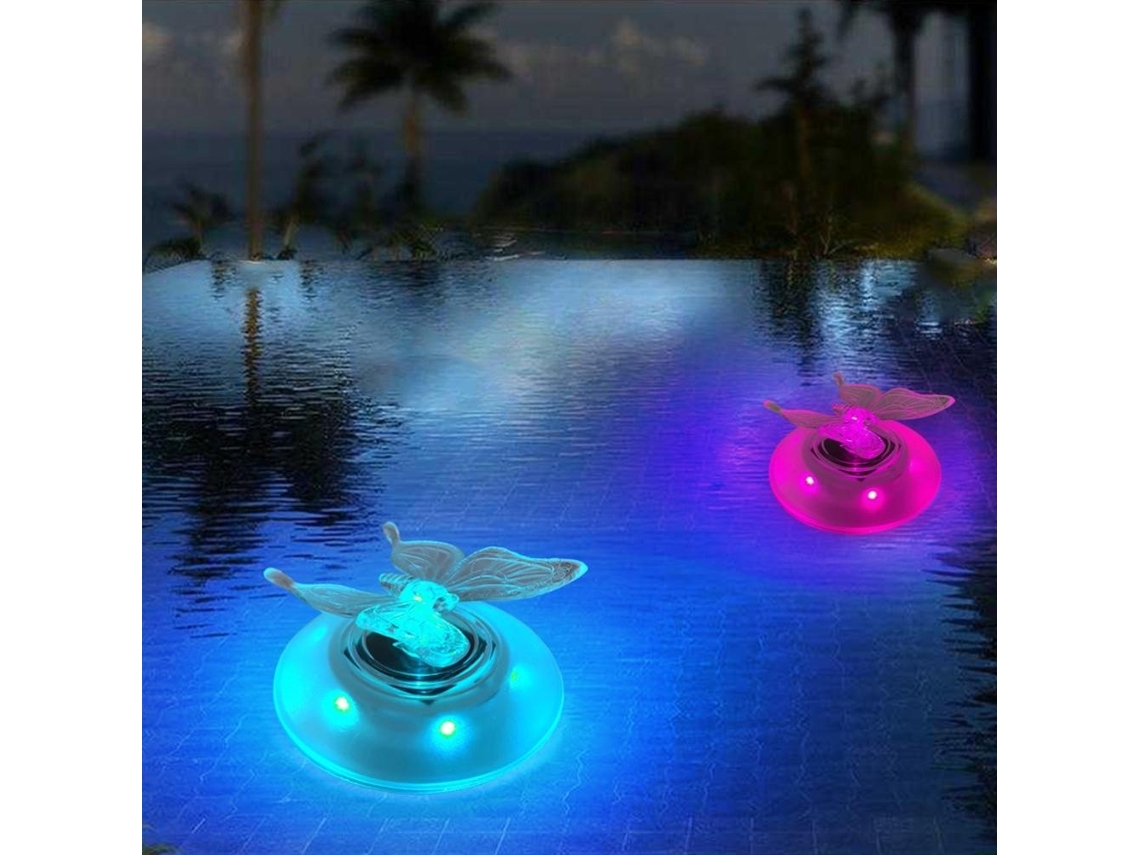 Rebe-2 Peças De Luzes Flutuantes Solares Para Piscina Led Borboleta Libélula Mudança De Cor Decoração Exterior Jardim Piscina Festa