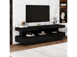 Suporte para TV LYYTUNG Branco Brilhante (160x38x50,5 cm) para TVs de 70 polegadas com 3 painéis de vidro LED controlados por aplicativo Bluetooth.